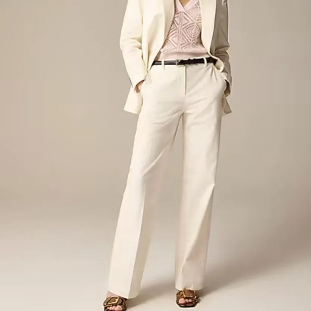J. Crew Full-length wide-leg trouser in cotton blend Ivory NWT size 2